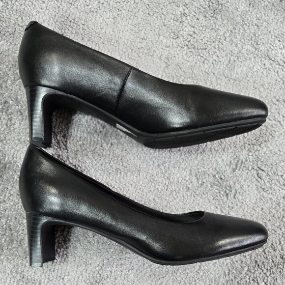 Clarks Kyndall Iris Black Mid Heel Comfort Pumps Classic Office Neutral Preppy - Picture 7 of 12